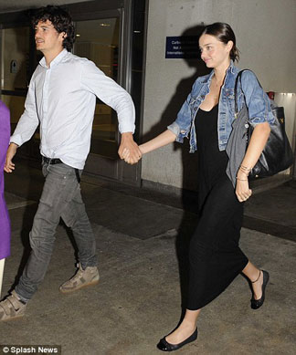 Orlando Bloom and Miranda Kerr Arriving in LAX After Anguilla Vacation
