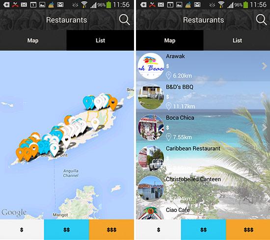 android map and list view