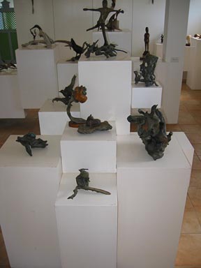 Anguilla art gallery interior with sculputures
