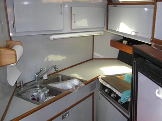 Kitchen inside this Anguilla boat