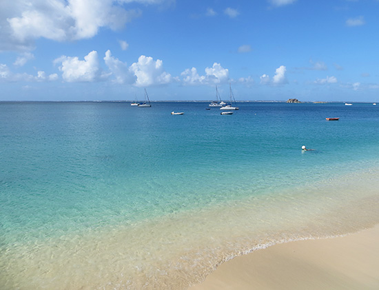 the view of grand case beach from ocean 82