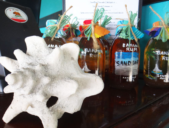 homemade banana rum at sandbar