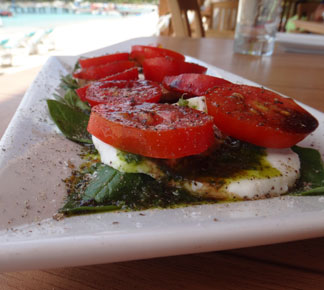 upclose shot of sandbar caprese salad