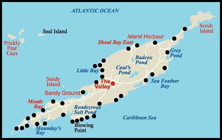 Map of Anguilla and beaches