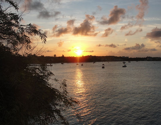island harbour sunset