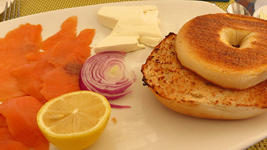 bagel with lox for breakfast at cuisinart