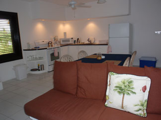 Anguilla Hotel, Blue Waters, kitchen, living room