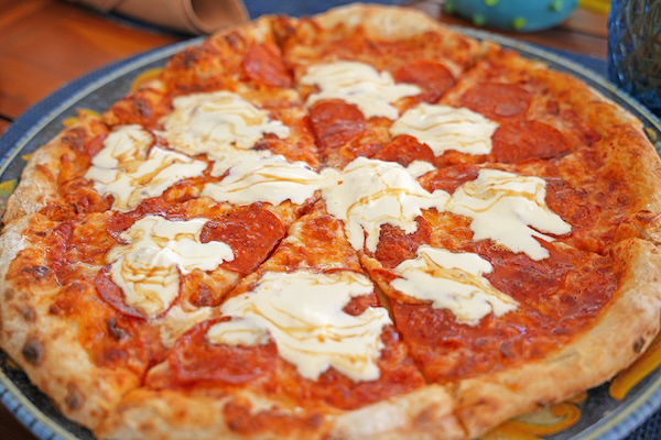 Hot honey pepperoni pizza at Breezes Anguilla