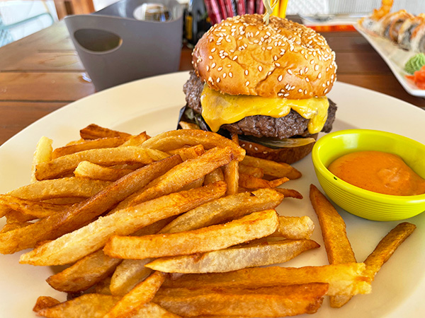 Cheese Burger & Homemade French Fries at La Playa Restaurant & Bar