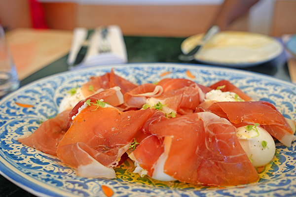 Burrata e Prosciutto at Cips At Belmond Cap Juluca