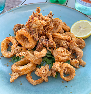 The crispy calamari at four seasons bamboo bar and grill