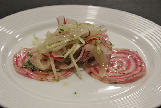 candied beet salad prepared by marc alvarez