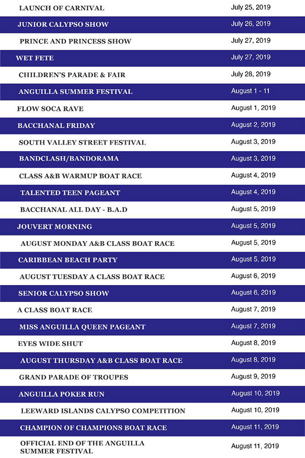 Anguilla Events, Music & Nightlife