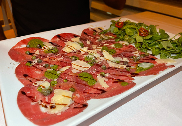 beef carpaccio at Buonanotte Italian Restaurant