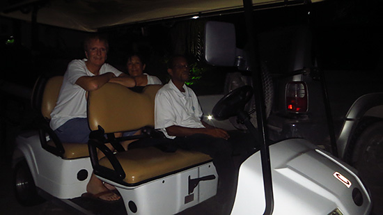 golf cart back up to the villa