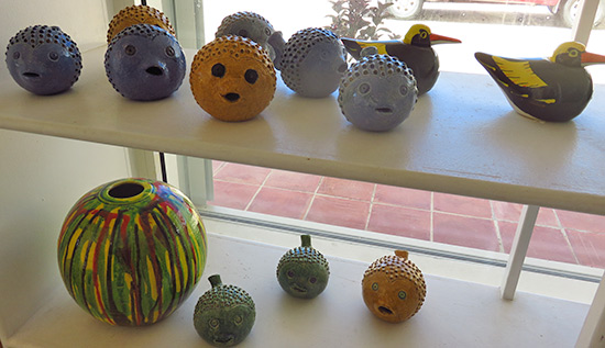 ceramic puffer fish and vases by devonish
