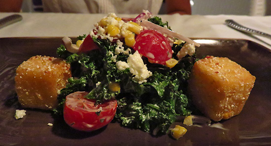 grilled kale salad with crispy corn appetizer at malliouhana