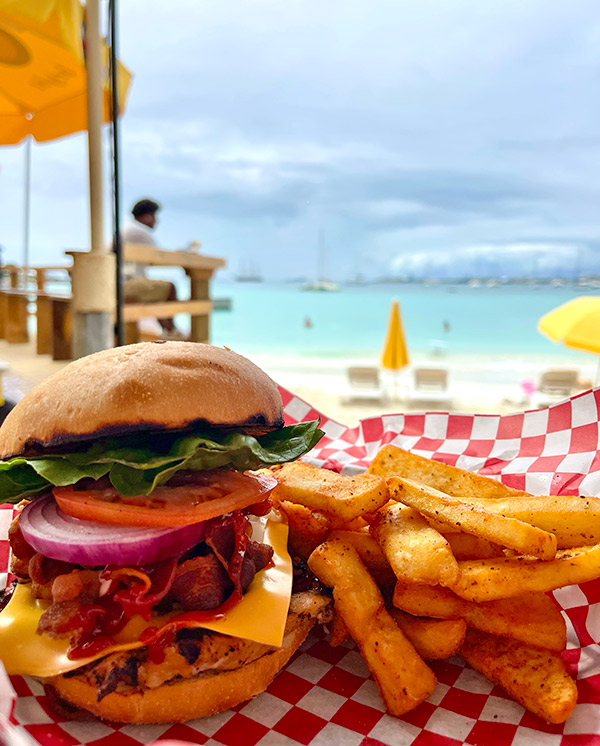 Burger at Buccaneer Beach Bar