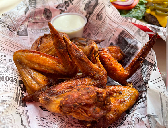 Chicken Wings with Blue Cheese Dip at Buccaneer Beach Bar