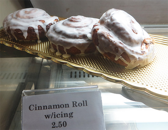 cinnamon roll with icing at gerauds