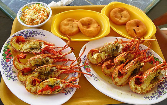 A Quintessentially Anguillian BBQ Lunch of Crayfish & Hot Johnny Cakes