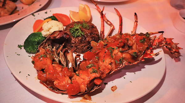 Grilled Anguillian Lobster in Creole Sauce at Barrel Stay Sandy Ground