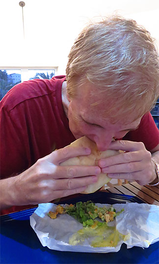 dad eating the shwarma