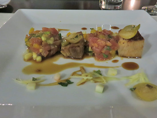 tuna tartare appetizer with pork belly at de cuisine