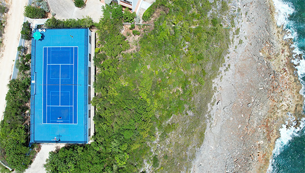 brand-new tennis and pickleball courts, plus a half basketball court