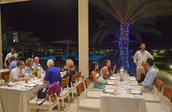 the pool area in front of the reefs yacht club restaurant