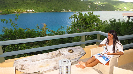 out on the patio in tortola