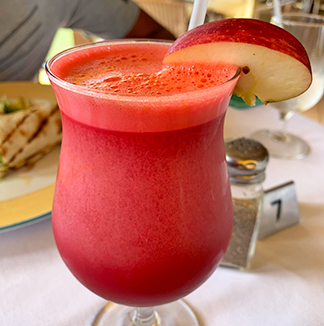Fresh juice from Andy's Restaurant, kid-friendly, Anguilla lunch