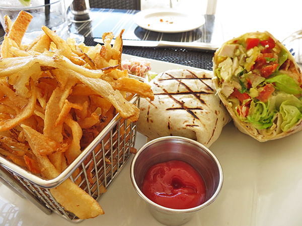 Grilled Chicken Breast Tortila Wrap and Straw Hat fries