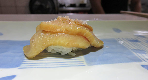hamachi with scallion and sesame oil sushi