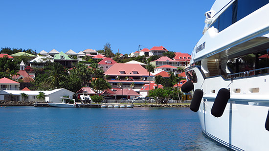 gustavia harbor full of mega yachts