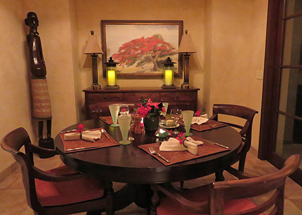 indoor dining room at bird of paradise villa