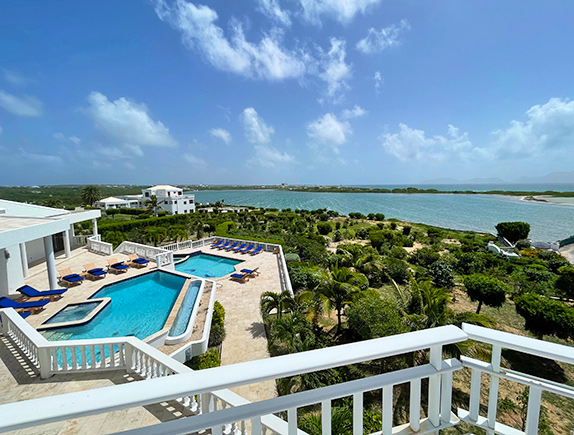 looking down over the whole villa