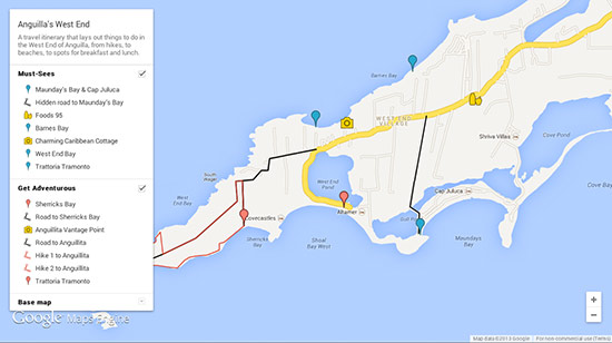 anguilla map itineraries