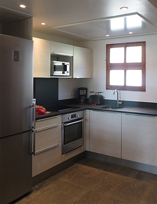 the kitchen inside the oversized loft