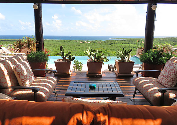 seating areas on the large terrace at wesley house