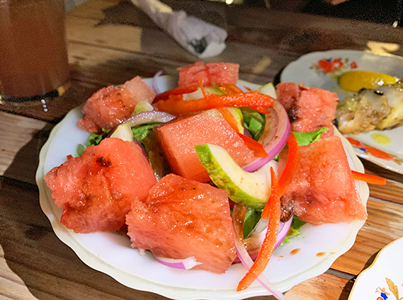 fresh watermelon salad at lime keel house