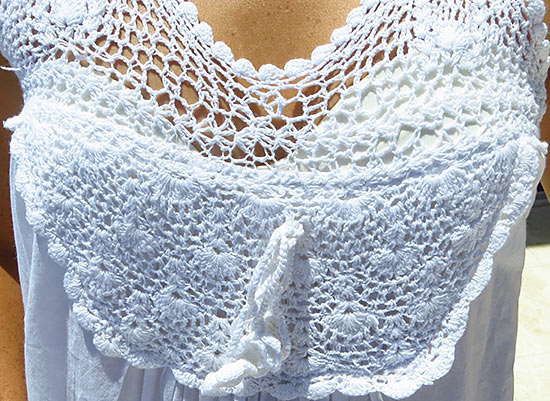 detail of crochet top