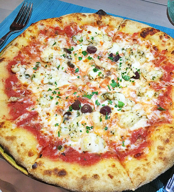 lobster Homemade Pizza at four seasons bamboo bar and grill
