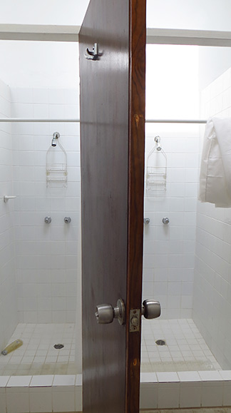 showers in locker room at anguilla tennis academy