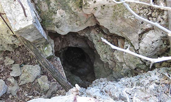 looking inside the well at east end