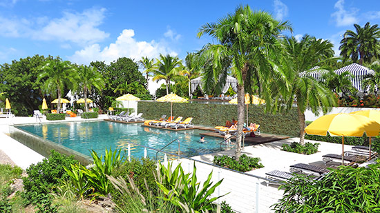 lunch time pool view at malliouhana