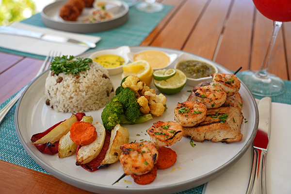Grilled Mahi and Blackened Shrimp at L'Etoile Restaurant