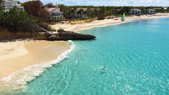 Meads Bay view from restaurant at malliouhana