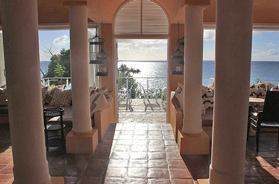 view out to sea from the bar at malliouhana