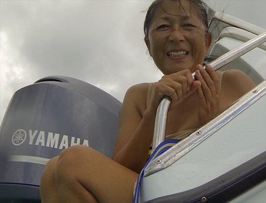 mom going swimming in anguilla